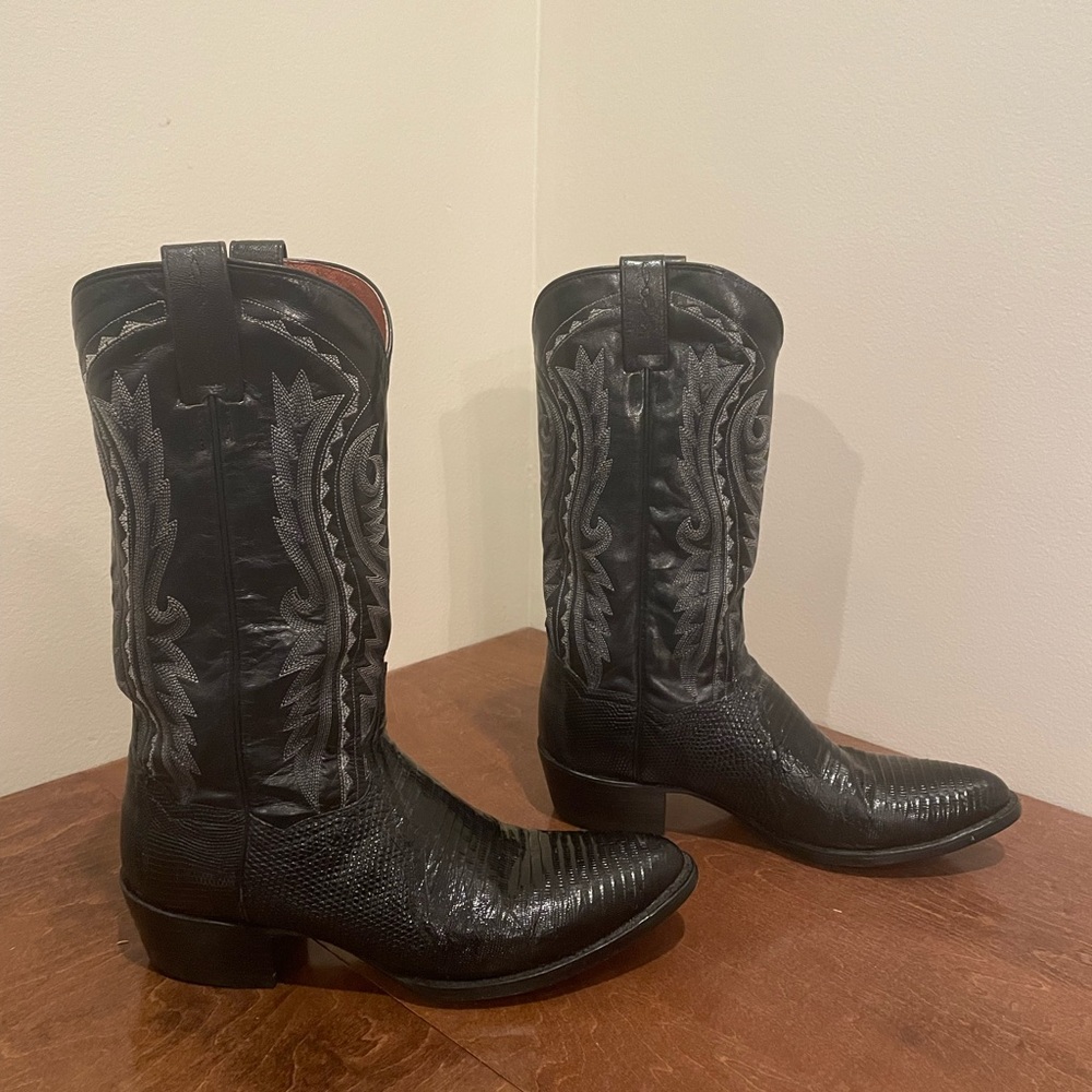 Dan Post Black Lizard Skin Cowboy Boots